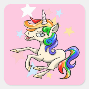 Sticker Carré Unicorne magique