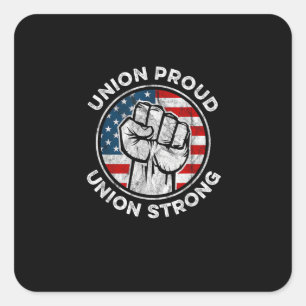 Sticker Carré Union Fière Union Forte drapeau américain - Travai