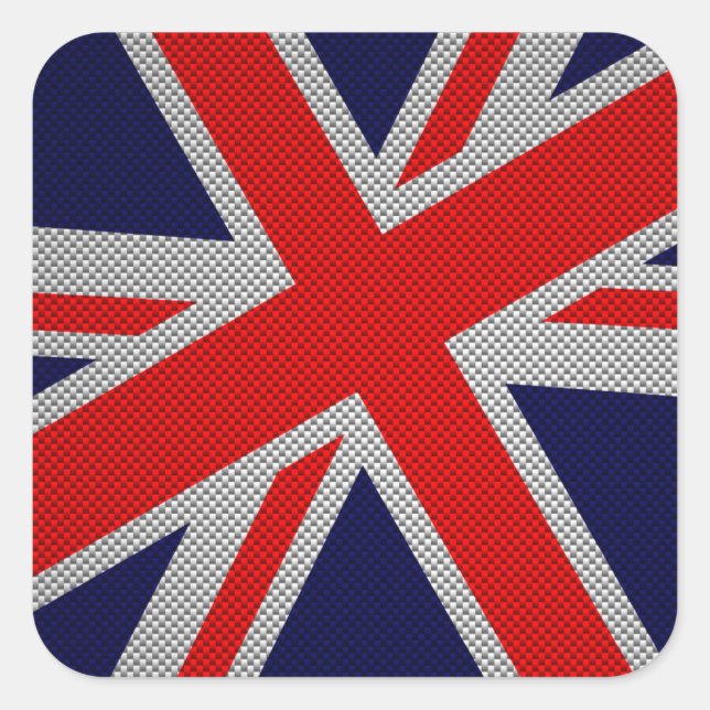Sticker Carré Union Jack vibrant sur la copie de style de fibre (Devant)