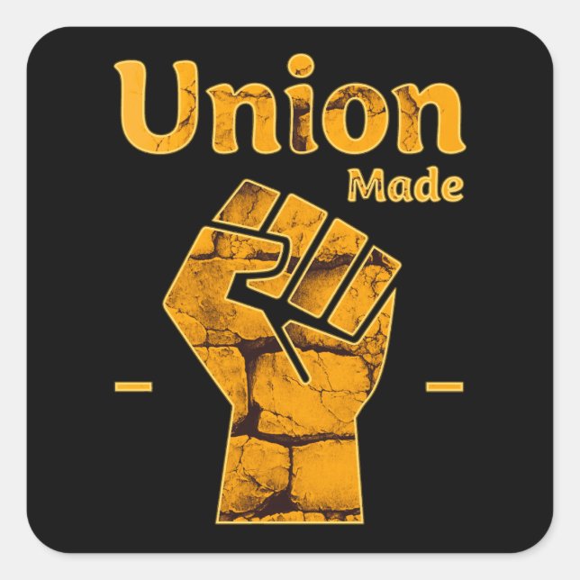 Sticker Carré Union Made Worker Fist Labor Day Design (Devant)