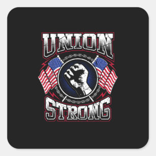 Sticker Carré Union Strong Pro - Manifestation syndicale des tra