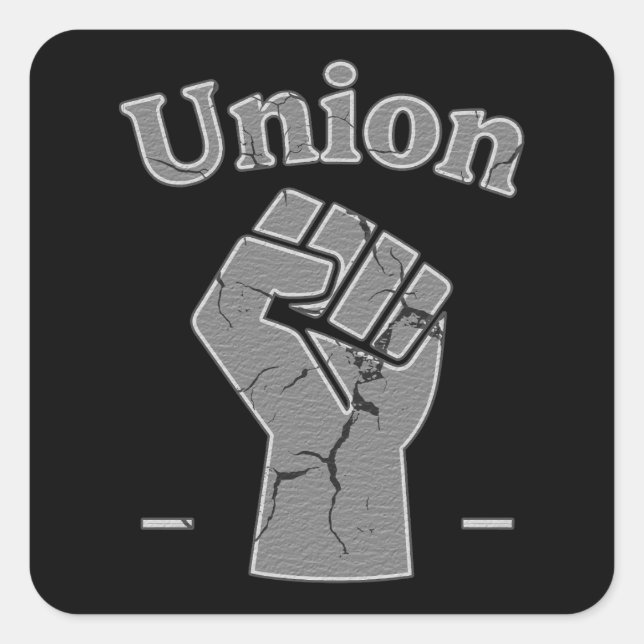 Sticker Carré Union Strong Worker Fist Minimal Design (Devant)