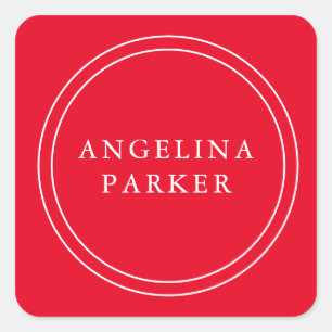 Sticker Carré Unique moderne minimaliste Rouge clair ton nom