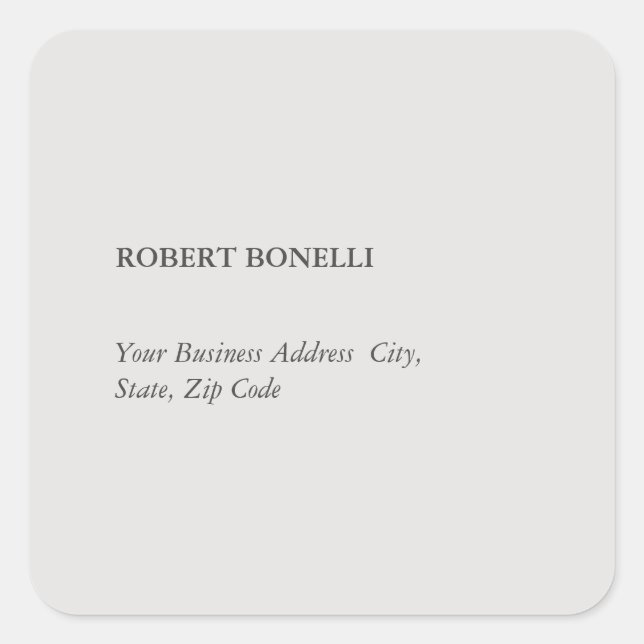 Sticker Carré Unique moderne Platinum Gris élégant minimaliste (Devant)