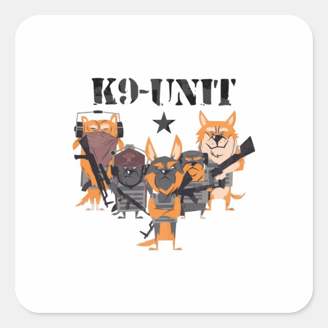 Sticker Carré Unité Chiens de police K9 (Devant)
