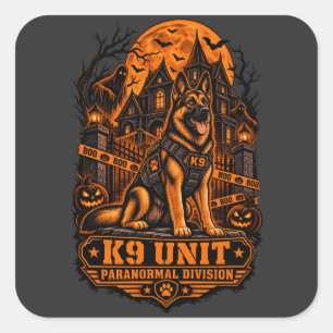 Sticker Carré Unité K9 Division Paranormale Berger Allemand Hall