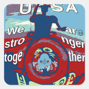 Sticker Carré United in Hope : Stronger Together - USA Art Print