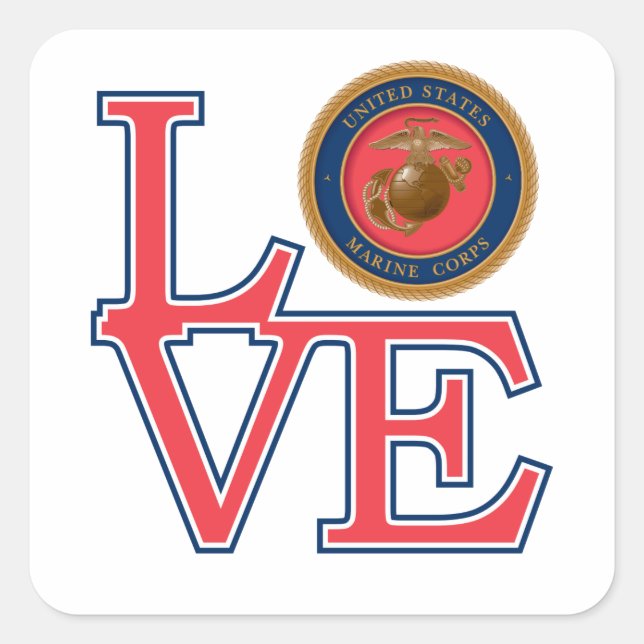 Sticker Carré United States Marine Corps Love (Devant)