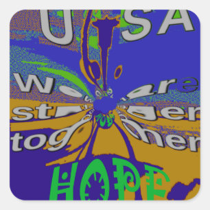 Sticker Carré United USA Hope Stronge Together
