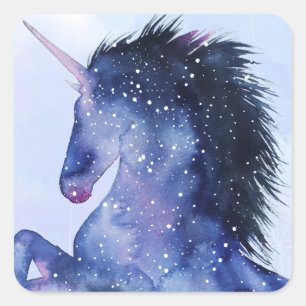 Sticker Carré Univers Unicorne - Cosmique