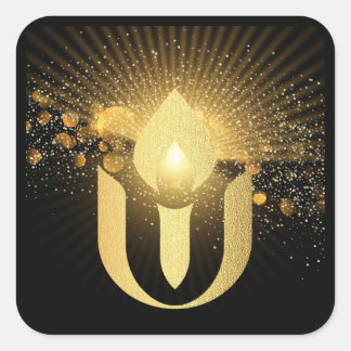 Sticker Carré Universalisme Unitaire or brillant chalut