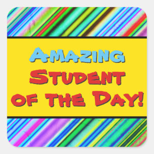 Sticker Carré Upbeat "Extraordinaire Student of the Day !" Autoc