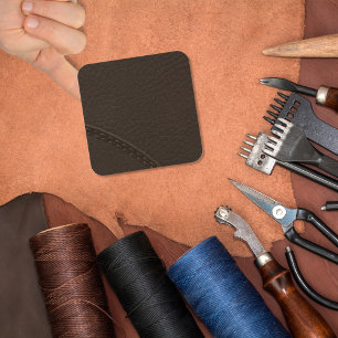 Sticker Carré Upholstère en cuir Brown Faux