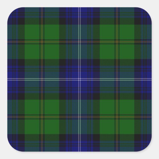 Sticker Carré Urquhart tartan bleu vert plaid (Devant)