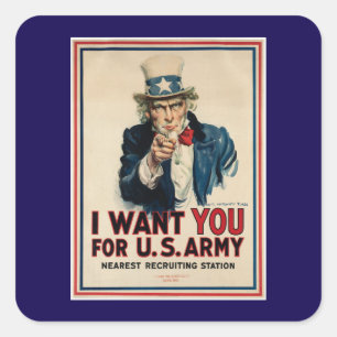 Sticker Carré USA Army Recrutement Vintage