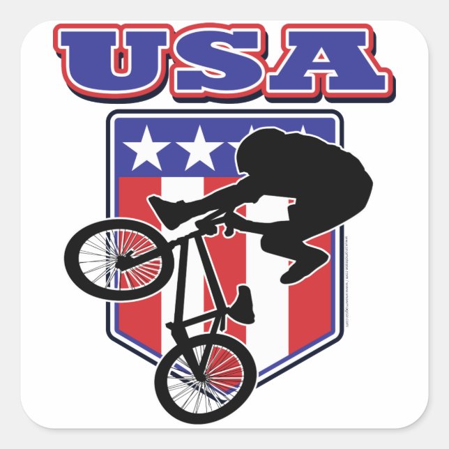 Sticker Carré USA BMX Biker (Devant)