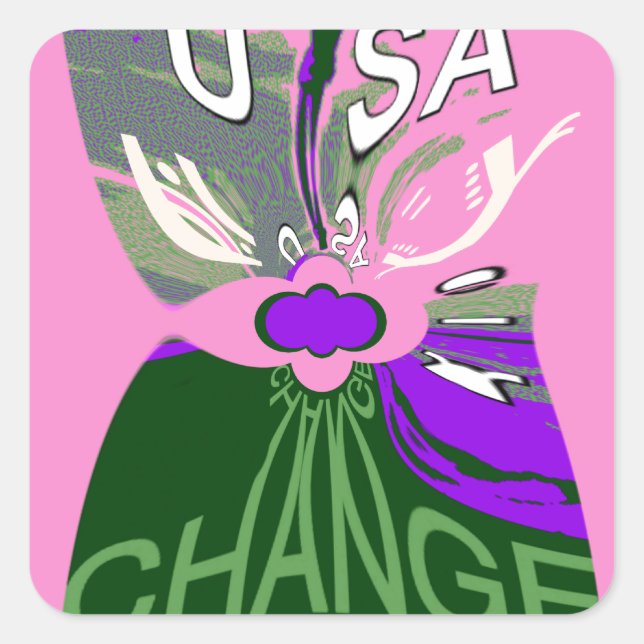Sticker Carré USA Change Art Print (Devant)
