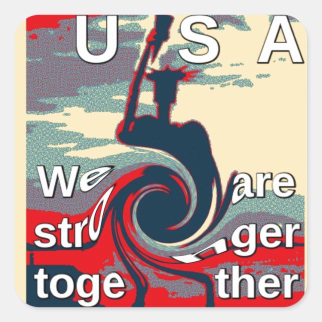 Sticker Carré USA Change : Un design uni plus fort (Devant)