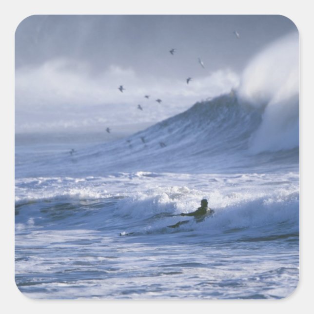 Sticker Carré USA, Etat de Washington, La Push. Man kayak (Devant)