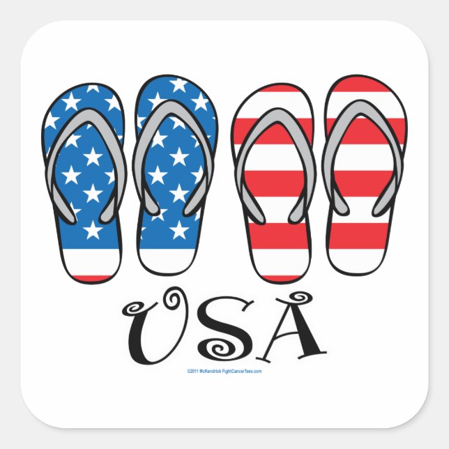 Sticker Carré USA Flip Flops (Devant)