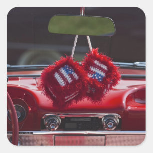 Sticker Carré USA, Massachusetts, Gloucester. Dés flous avec