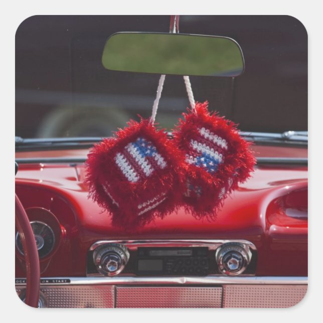 Sticker Carré USA, Massachusetts, Gloucester. Dés flous avec (Devant)