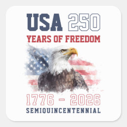 Sticker Carré USA Rouge Blanc et Bleu 250e anniversaire de l'Amé