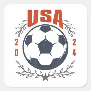 Sticker Carré USA Soccer Ball 2024 Stars & Laurel Wreath Vintage