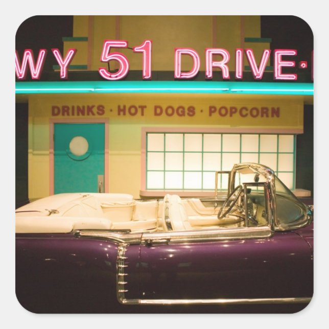 Sticker Carré USA, Tennessee, Memphis : Elvis Presley (Devant)