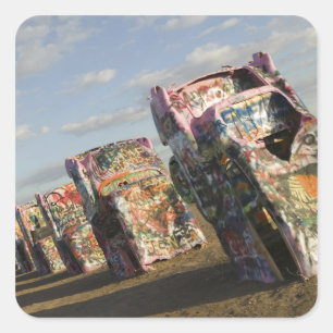 Sticker Carré USA, TEXAS, Panhandle Area, Amarillo : Cadillac