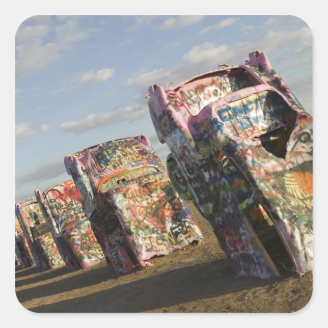 Sticker Carré USA, TEXAS, Panhandle Area, Amarillo : Cadillac (Devant)