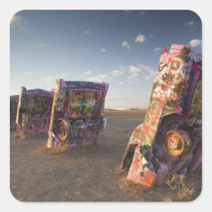 Sticker Carré USA, TEXAS, zone de Panhandle, Amarillo : Cadillac