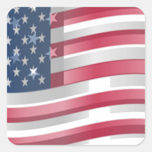 Sticker Carré USA Unites : Stripes & Stars en Gras Design