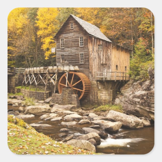 Sticker Carré USA, Virginie-Occidentale, Clifftop. État Babcock  (Devant)