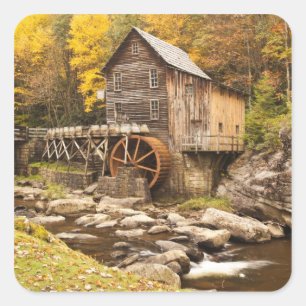 Sticker Carré USA, Virginie-Occidentale, Clifftop. État Babcock 