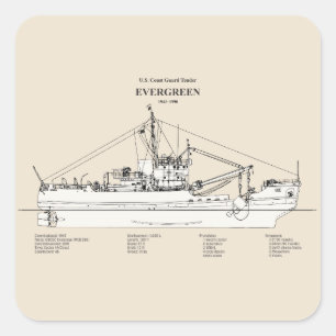 Sticker Carré USCGT À feuillage persistant wlb-295 - SBD