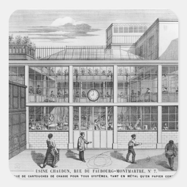 Sticker Carré Usine Chaudun pour cartouches de fusil de chasse (Devant)