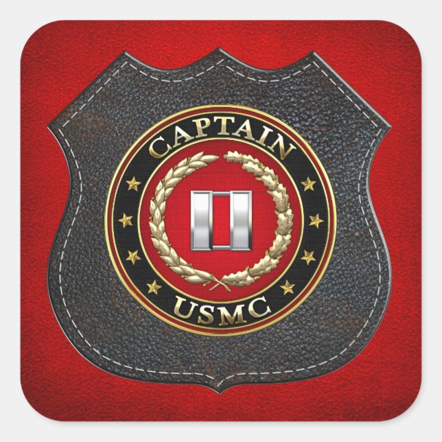 Sticker Carré USMC Capt [3D] (Devant)