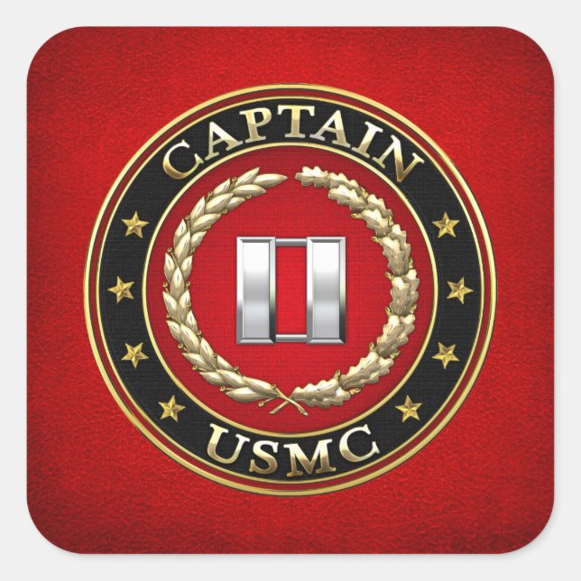 Sticker Carré USMC Capt [3D] (Devant)