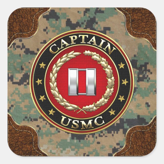 Sticker Carré USMC Capt [3D] (Devant)
