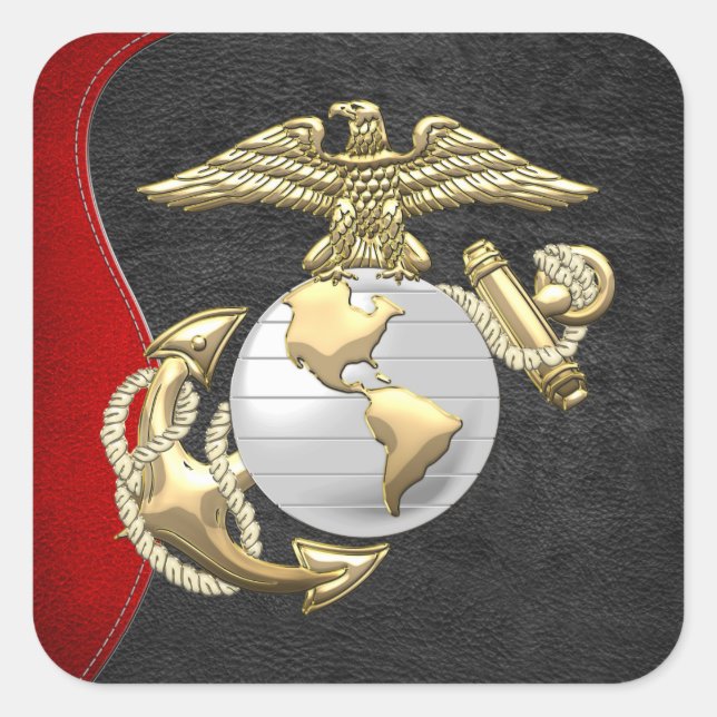 Sticker Carré USMC Eagle, Globe & Ancre (EGA) [3D] (Devant)