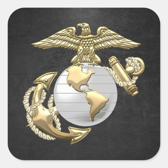 Sticker Carré USMC Eagle, Globe & Ancre (EGA) [3D] (Devant)
