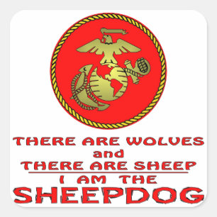 Sticker Carré USMC Il Y A Des Loups Et Des Moutons
