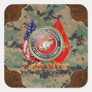 Sticker Carré USMC Semper Fi [édition spéciale] [3D]