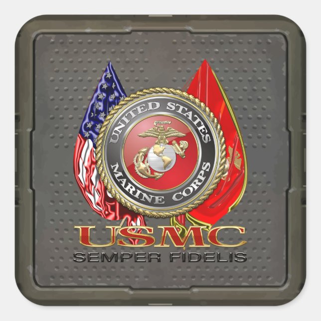 Sticker Carré USMC Semper Fi [édition spéciale] [3D] (Devant)