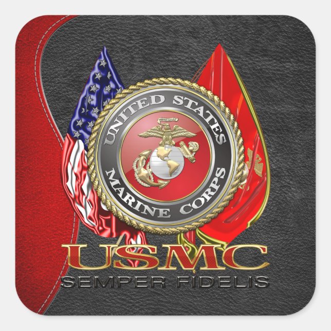Sticker Carré USMC Semper Fi [édition spéciale] [3D] (Devant)