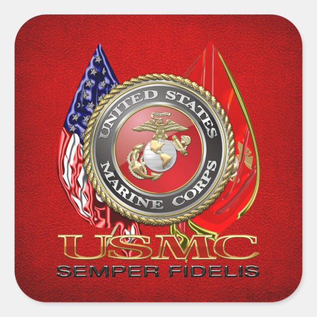 Sticker Carré USMC Semper Fi [édition spéciale] [3D] (Devant)