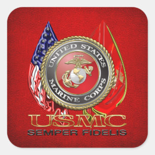 Sticker Carré USMC Semper Fi [édition spéciale] [3D]