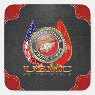 Sticker Carré USMC Semper Fi [édition spéciale] [3D]