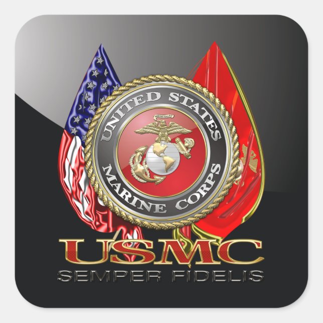 Sticker Carré USMC Semper Fi [édition spéciale] [3D] (Devant)